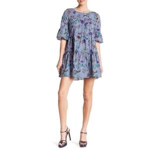 NWT Romeo & Juliet Couture Floral Gingham Tiered Ruffle Mini Dress S Coquette
